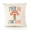 Housse de Coussin Premium Scout scoutisme Version Blanc - Coton Canvas Fairtrade Beige Idée Cadeau Décoration Canapé