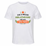 Maillot de Sport Homme Meilleur Bibliothecaire Super Pouvoir Cadeau Anniversaire Noël Fête des Pères T-Shirt Respirant Polyester