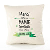 Housse de Coussin Premium Merci Mamie Inoubliable Femme - Coton Canvas Fairtrade Beige Idée Cadeau Décoration Canapé