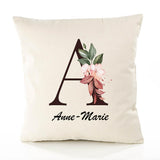 Housse de Coussin Premium Anne-Marie Lettre - Coton Canvas Fairtrade Beige Idée Cadeau Décoration Canapé