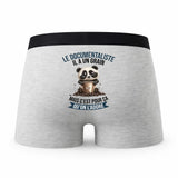 Caleçon Le Documentaliste Panda Grain - Humour Boxer Gris Idée Cadeau