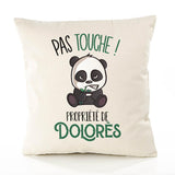 Housse de Coussin Premium Dolores Pas Touche Panda - Coton Canvas Fairtrade Beige Idée Cadeau Décoration Canapé 40x40
