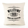 Housse de Coussin Premium 1959 Millésime Grand cru - Coton Canvas Fairtrade Beige Idée Cadeau Décoration Canapé
