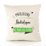 Housse de Coussin Premium Radiologue Meilleure Temps Femme - Coton Canvas Fairtrade Beige Idée Cadeau Décoration Canapé