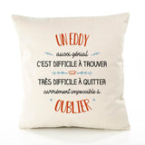 Housse de Coussin Premium Un Eddy Aussi génial - Coton Canvas Fairtrade Beige Idée Cadeau Décoration Canapé