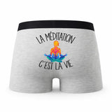 Caleçon Meditation Femme - Humour Boxer Gris Passion Idée Cadeau