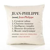 Housse de Coussin Premium Jean-Philippe Définition - Coton Canvas Fairtrade Beige Idée Cadeau Décoration Canapé 40x40
