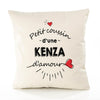 Housse de Coussin Premium Kenza d'amour - Coton Canvas Fairtrade Beige Idée Cadeau Décoration Canapé 40x40