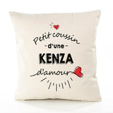Housse de Coussin Premium Kenza d'amour - Coton Canvas Fairtrade Beige Idée Cadeau Décoration Canapé 40x40