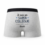 Caleçon Claude Un Super Collègue - Humour Boxer Gris Idée Cadeau