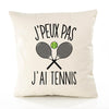 Housse de Coussin Premium Tennis Version Blanc - Coton Canvas Fairtrade Beige Idée Cadeau Décoration Canapé