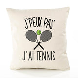 Housse de Coussin Premium Tennis Version Blanc - Coton Canvas Fairtrade Beige Idée Cadeau Décoration Canapé