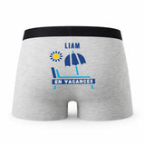 Caleçon Liam en Vacances - Humour Boxer Gris Idée Cadeau