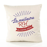 Housse de Coussin Premium RH Meilleure Monde - Coton Canvas Fairtrade Beige Idée Cadeau Décoration Canapé