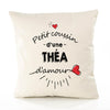 Housse de Coussin Premium Thea d'amour - Coton Canvas Fairtrade Beige Idée Cadeau Décoration Canapé 40x40