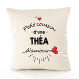 Housse de Coussin Premium Thea d'amour - Coton Canvas Fairtrade Beige Idée Cadeau Décoration Canapé 40x40