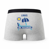 Caleçon Louis en Vacances - Humour Boxer Gris Idée Cadeau