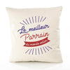 Housse de Coussin Premium Parrain Meilleur du Monde Entier Meilleur Monde - Coton Canvas Fairtrade Beige Idée Cadeau Décoration Canapé