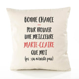 Housse de Coussin Premium Marie-Claire ça n'existe Pas - Coton Canvas Fairtrade Beige Idée Cadeau Décoration Canapé