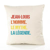 Housse de Coussin Premium Jean-Louis Mythe Légende Vintage - Coton Canvas Fairtrade Beige Idée Cadeau Décoration Canapé 40x40