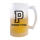 Verre à Bière Pierre-Yves Lettre Sport | Chope de Bière Pinte | Idée Cadeau Prénom Style Basket Université Anniversaire Papa Collègue Départ Retraite Noël