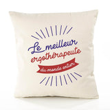 Housse de Coussin Premium Ergothérapeute Meilleur Monde - Coton Canvas Fairtrade Beige Idée Cadeau Décoration Canapé