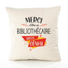 Housse de Coussin Premium Merci Bibliothécaire Génial - Coton Canvas Fairtrade Beige Idée Cadeau Décoration Canapé