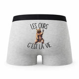Caleçon Ours - Humour Boxer Gris Passion Idée Cadeau