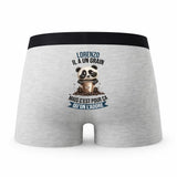 Caleçon Lorenzo Panda Grain - Humour Boxer Gris Idée Cadeau