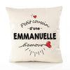 Housse de Coussin Premium Emmanuelle d'amour - Coton Canvas Fairtrade Beige Idée Cadeau Décoration Canapé 40x40