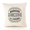 Housse de Coussin Premium Marraine La Déesse Légende Déesse légende Noire - Coton Canvas Fairtrade Beige Idée Cadeau Décoration Canapé