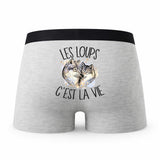 Caleçon Loup - Humour Boxer Gris Passion Idée Cadeau