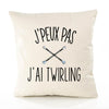 Housse de Coussin Premium Twirling Version Blanc - Coton Canvas Fairtrade Beige Idée Cadeau Décoration Canapé