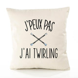 Housse de Coussin Premium Twirling Version Blanc - Coton Canvas Fairtrade Beige Idée Cadeau Décoration Canapé