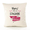Housse de Coussin Premium Merci Stagiaire Géniale - Coton Canvas Fairtrade Beige Idée Cadeau Décoration Canapé