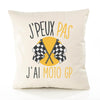 Housse de Coussin Premium Moto GP Version Blanc - Coton Canvas Fairtrade Beige Idée Cadeau Décoration Canapé