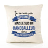 Housse de Coussin Premium Je ne suis Pas superhomme mais Je suis Handballeur Donc C'est Presque pareil - Coton Canvas Fairtrade Beige Idée Cadeau Décoration Canapé 40x40