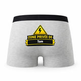 Caleçon Zone Privee De Tom - Humour Boxer Gris Idée Cadeau