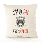 Housse de Coussin Premium Signe Cancer Version Blanc - Coton Canvas Fairtrade Beige Idée Cadeau Décoration Canapé