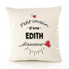 Housse de Coussin Premium Edith d'amour - Coton Canvas Fairtrade Beige Idée Cadeau Décoration Canapé 40x40