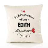 Housse de Coussin Premium Edith d'amour - Coton Canvas Fairtrade Beige Idée Cadeau Décoration Canapé 40x40
