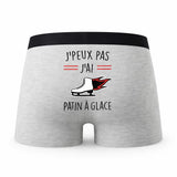 Caleçon Patin A Glace - Humour Boxer Gris Idée Cadeau Passion