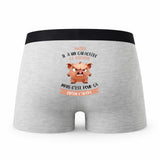 Caleçon Mateo Caractère de Cochon - Humour Boxer Gris Idée Cadeau