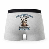 Caleçon Le Prothesiste Dentaire Panda Grain - Humour Boxer Gris Idée Cadeau