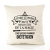 Housse de Coussin Premium diététicien Ministère Magie Homme - Coton Canvas Fairtrade Beige Idée Cadeau Décoration Canapé