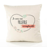 Housse de Coussin Premium Filleule irremplaçable - Coton Canvas Fairtrade Beige Idée Cadeau Décoration Canapé