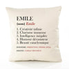 Housse de Coussin Premium Emile Définition - Coton Canvas Fairtrade Beige Idée Cadeau Décoration Canapé