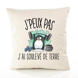 Housse de Coussin Premium soulevé de Terre haltérophilie Crossfit Version Blanc - Coton Canvas Fairtrade Beige Idée Cadeau Décoration Canapé