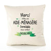 Housse de Coussin Premium Merci Aide-Ménagère Inoubliable Femme - Coton Canvas Fairtrade Beige Idée Cadeau Décoration Canapé