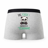 Caleçon Corinne Pas Touche Panda - Humour Boxer Gris Idée Cadeau